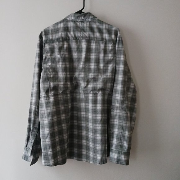 Mens Shirt Wrangler Fishing Outdoor Series Size XL Regular Fit Gray Plaid Vented - Picture 2 of 8